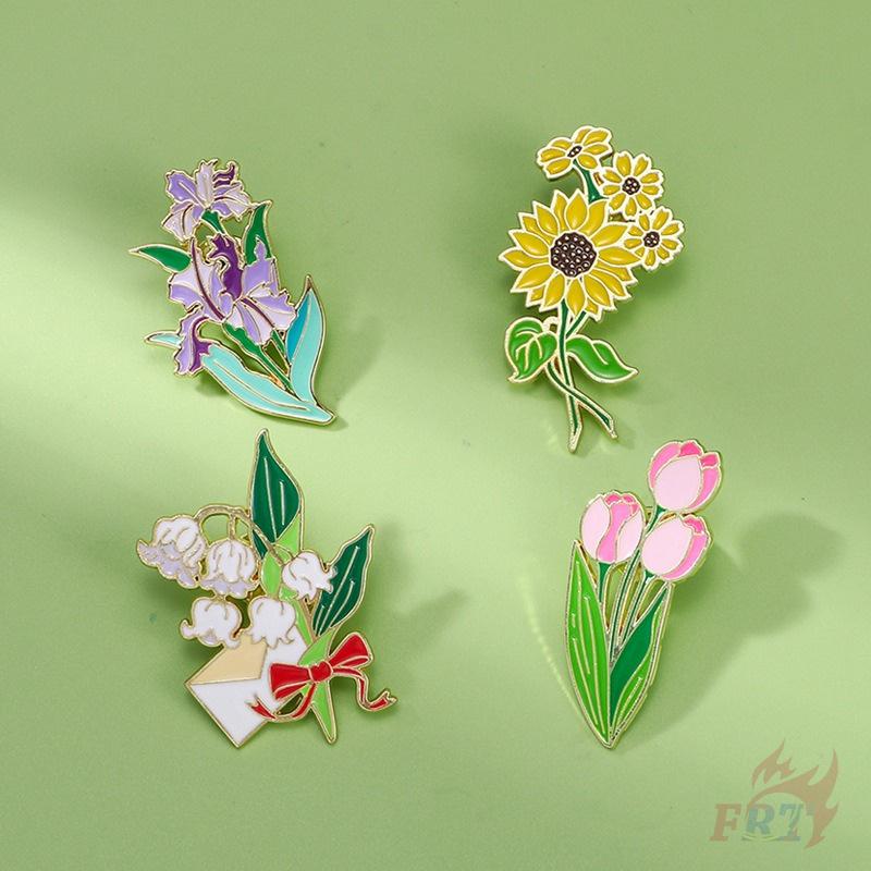 4Pcs/Set  Beautiful Flowers. Bouquets Series 03 Brooches - Doodle Enamel Backpack Button Pins Badges