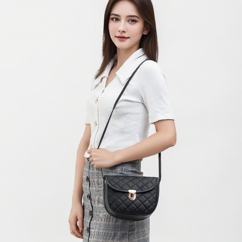 Simple polka dot printed messenger bag new solid color diamond embroidered lock fashionable women's shoulder bag