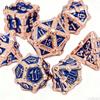 7 Pcs Yellow Blue Flower Metal Dice Solid Metal Polyhedral Dice Set Suitable for Role-Playing RPG  Board Game  Role-Playing RPG