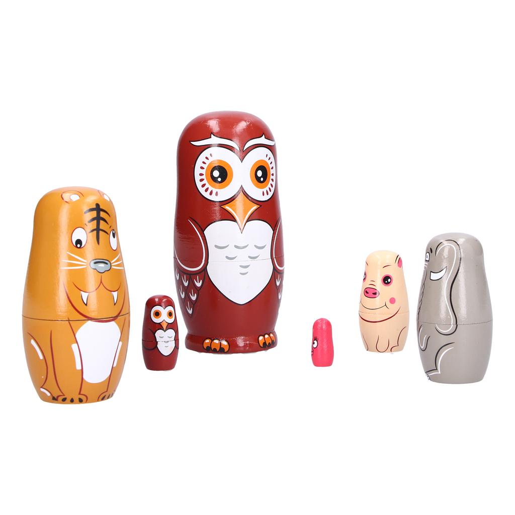 6Pcs Cartoon Russian Nesting Dolls HandMade Ornaments Kids Gifts Toys Home Furnishings
