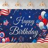 American flag photographic backdrop, red, white and blue stripes, vintage truck, party decoration, banner2888