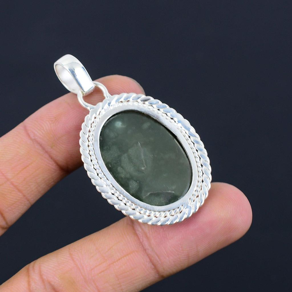 Natural Polychrome Jasper Gemstone Pendant 925 Sterling Silver Jewelry For Women