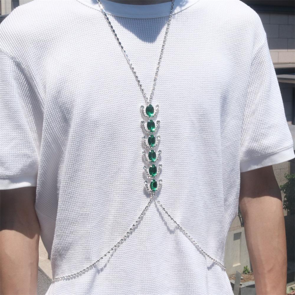 

Summer Beach Sexy Green Crystal Bra Chain Simple Party Accessories European And American Bikini Body Chain Accessories
