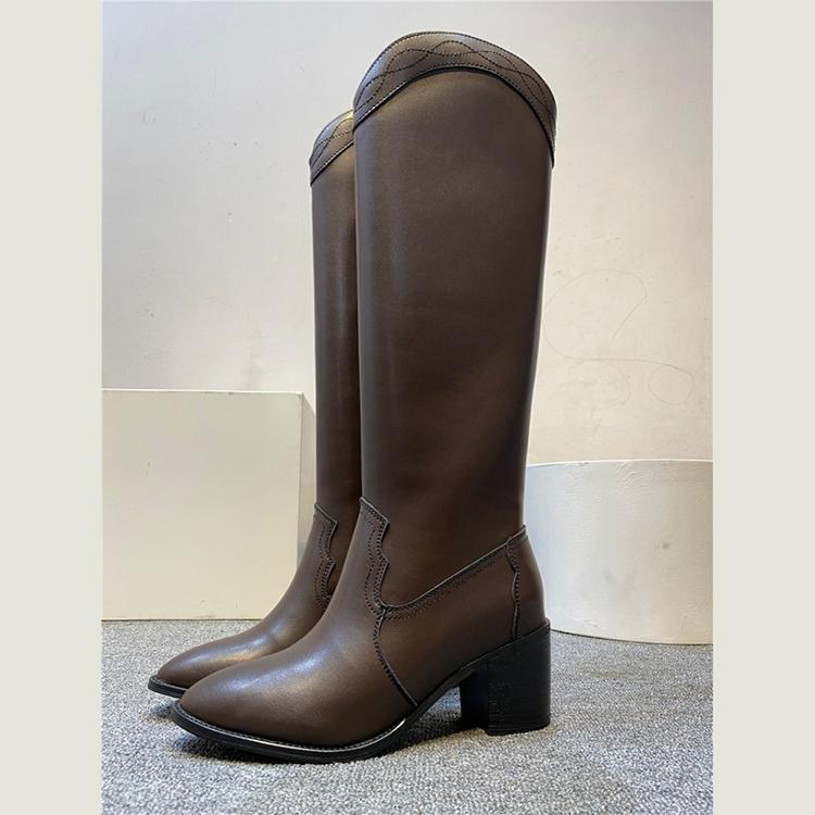 Fashion Style Round Toe High Boots and Knee Boots Ultra High Heel Fashion Large Size Women's Boots Brown Long Boots Shoes for Women
