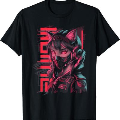 Cyberpunk Anime Futuristischer Neon-Look T-Shirt