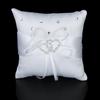 Satin Pocket Ring Pillow Double Heart Crystal Rhinestone Cushion Wedding Party Anniversary Supplies