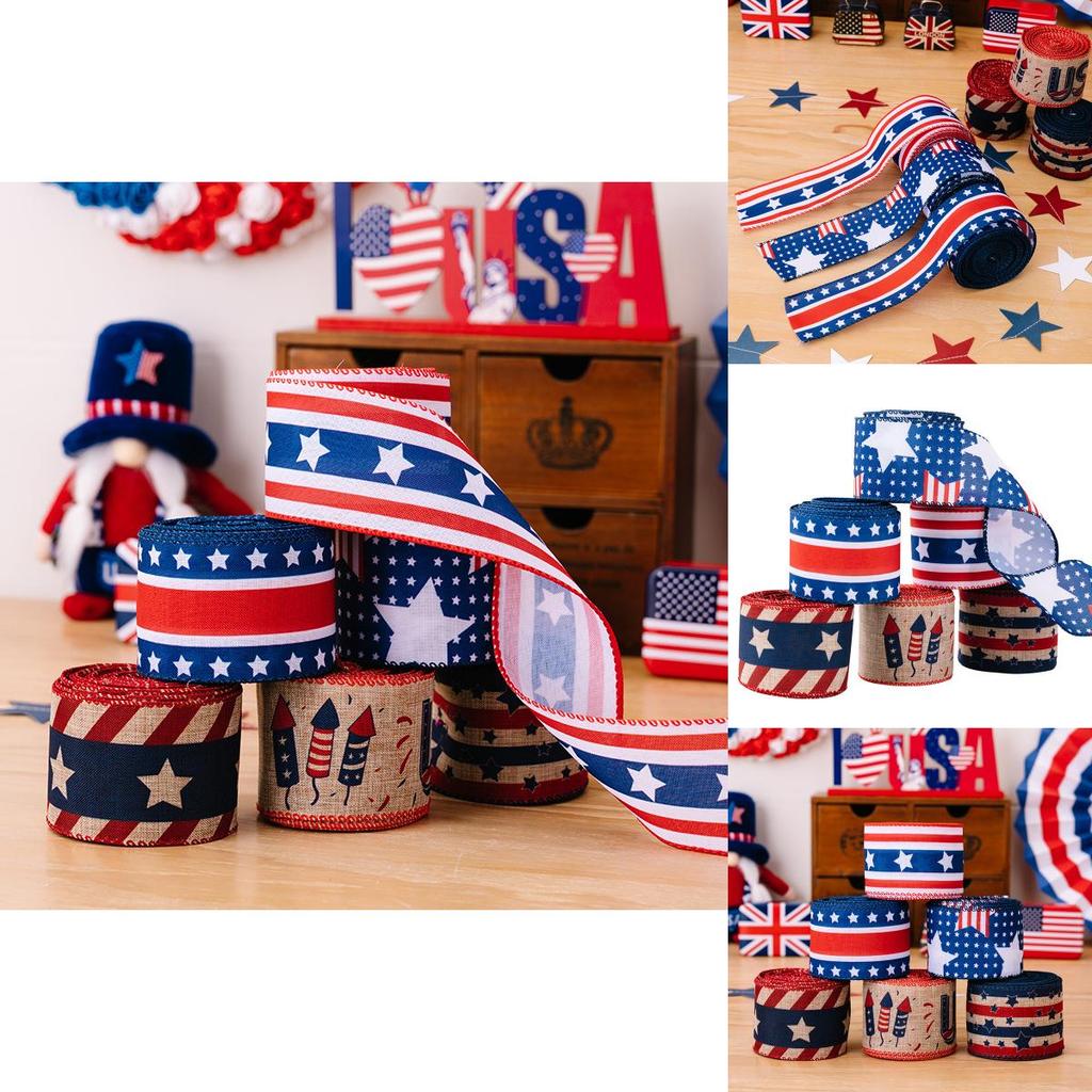 Vibrant Patriotic Independence Day Decoration American Ribbon Festive Banners In Red White And Blue
