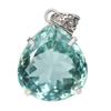 74 Ct Lab Grown Blue Sapphire 925 Certified Sterling Silver Pear Cut Pendant AI-73-NS