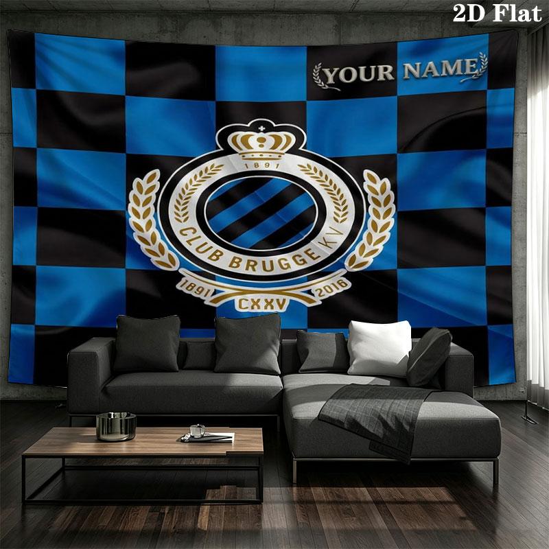 Club Brugge KV Custom Name Wall Tapestry Aesthetic Wall Hanging Printed Fabric Blanket Decorative Tapestries for Bedroom Living Room Home Decor