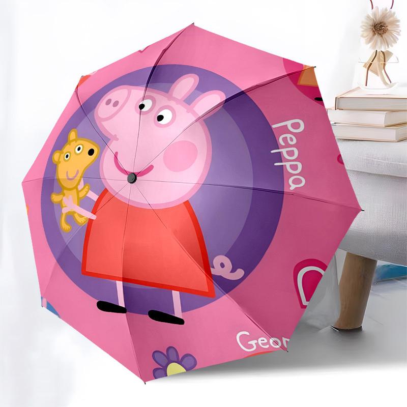 Peppa Pig, Children's Illustration Automatic Opening and Closing, 8 Rib Structure Portable Umbrella, Suitable for Men and Women In All Seaso