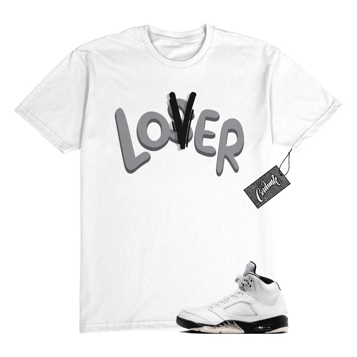 5 Reverse Metallic White Black T Shirt Match LOVER 140