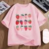 Kids Summer Crew Neck Short Sleeve T-Shirt with Strawberry Graphic Print