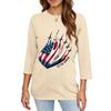 Women's Fashionable Casual Three-Quarter Sleeve 250th Anniversary Independence Day Print Neck Sweater