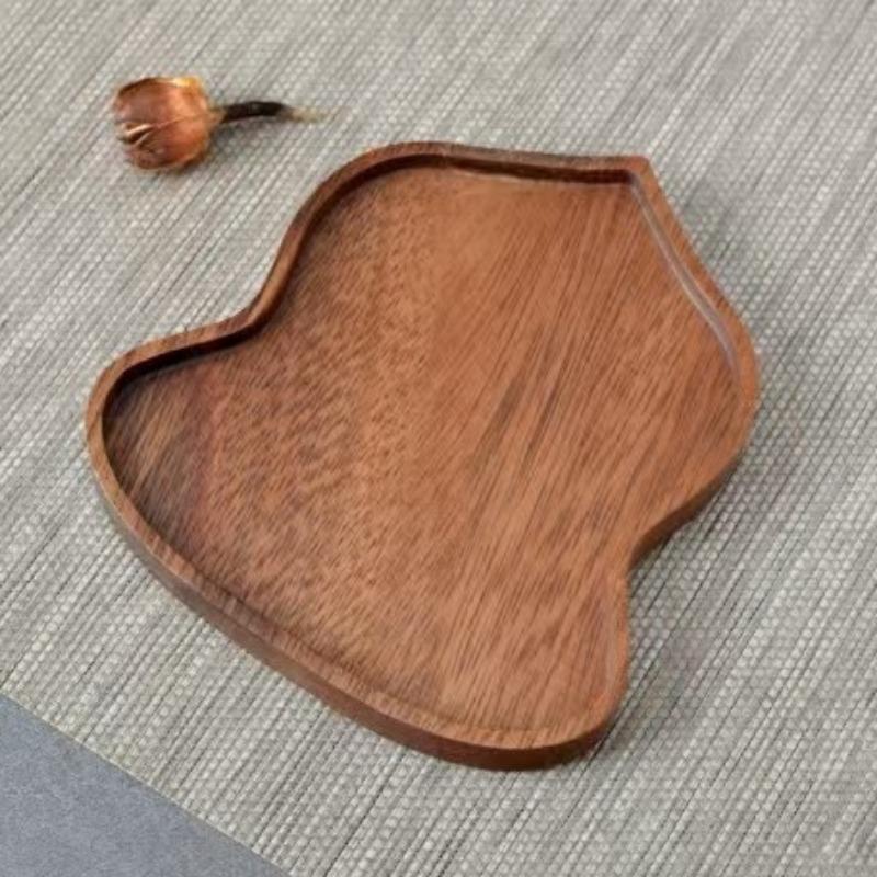 Traditionelles Nussbaum-Tee-Tablett Teekanne Teetasse Massivholz-Tablettmatte Büro Kaffeetassen-Tabletts Heim Teezeremonie-Zubehör