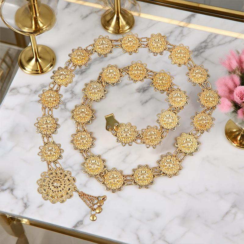 1PCS Traditional Sarong Gold Color Belt Vintage Jewelry Buckle Belt Necklace For Woman Dress Decoration