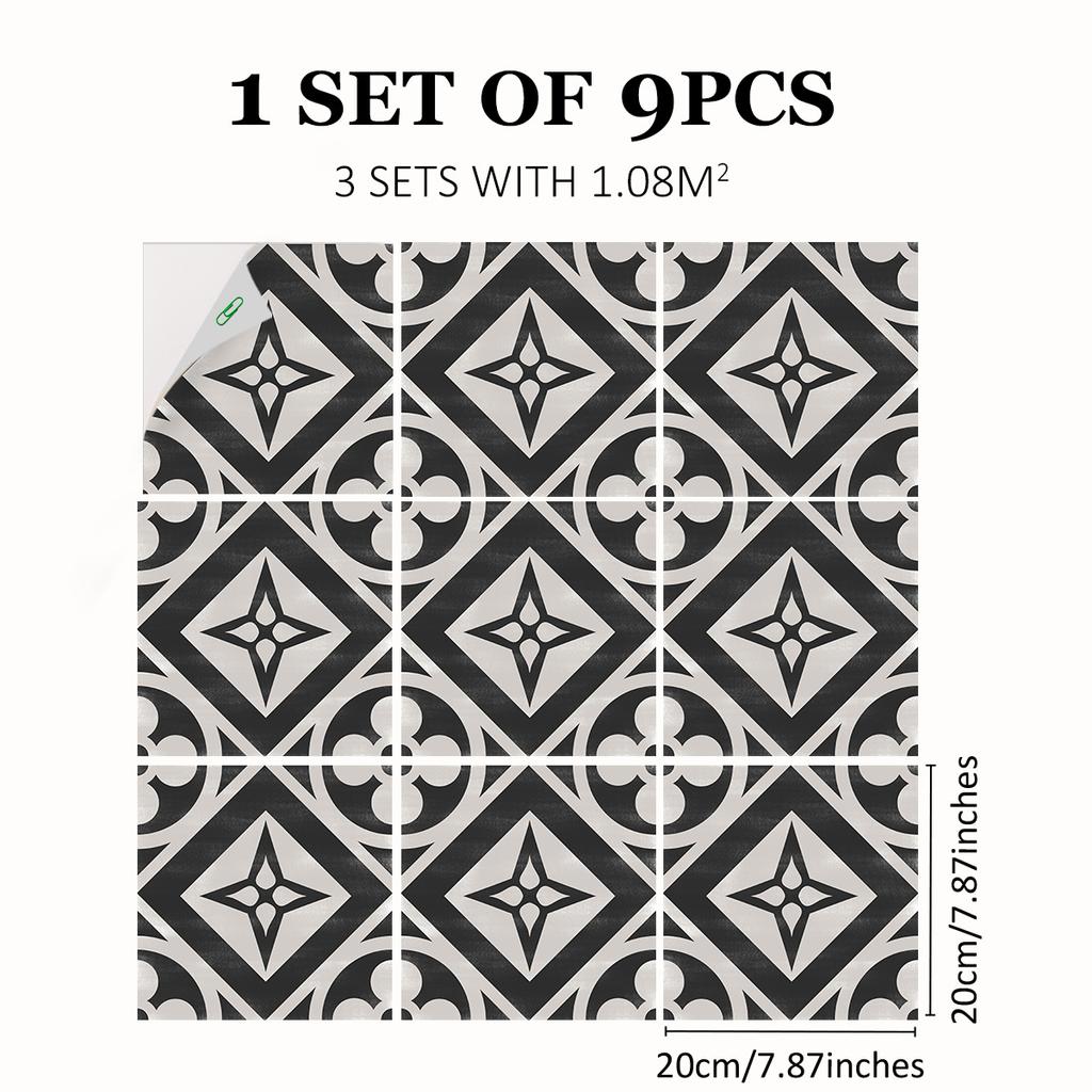 Mediterranean Wind Thickened Living Room Wear-Resistant Retro Pvc Floor Sticker Matte Floor Tile Self-Adhesive Bathroom Wall Sticker