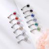 Colorful Double Head Glass Belly Button Ring - Trendy Stainless Steel Summer Style