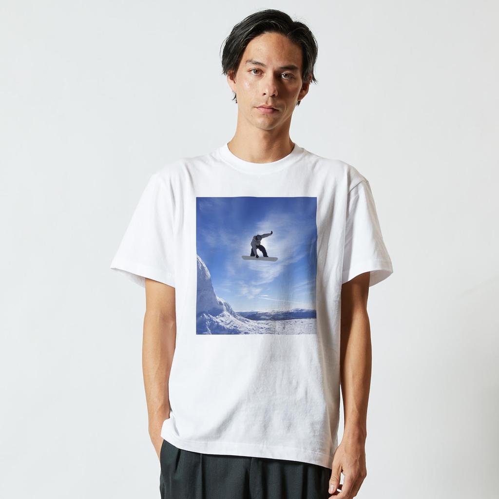 XL Crew Neck Printed Size Snow Sports [igsticker] Men's T-Shirt, White, 001174, Snowboarding,