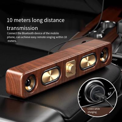 Retro Wireless Bluetooth Speaker Big Speaker Low Accent Wooden Strip Card Desktop Speaker Radio