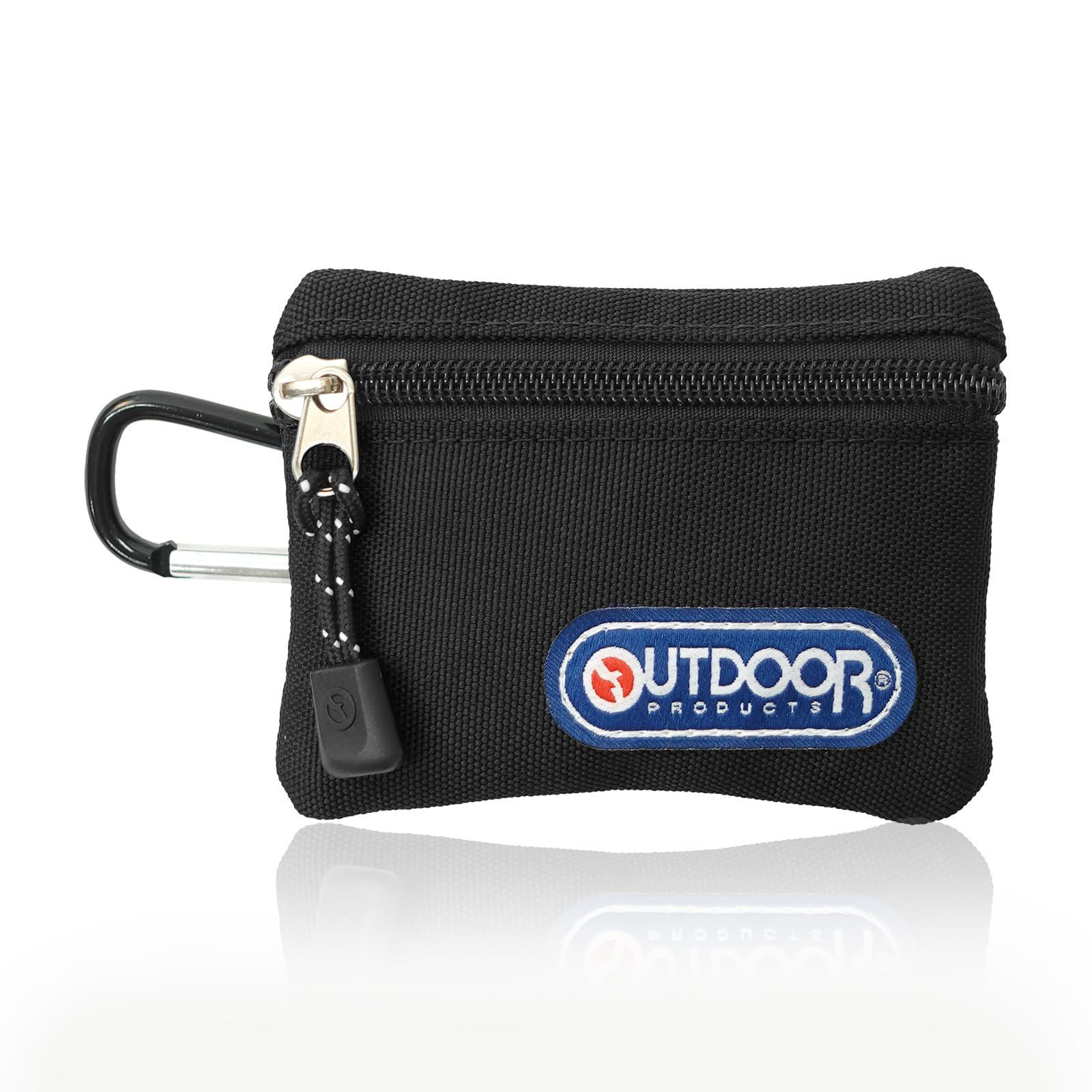 

Outdoor Products Coin Purse, Square, Coin Storage, Bill Storage, Card Storage, Carabiner Included, Solid Color, Luminous Black