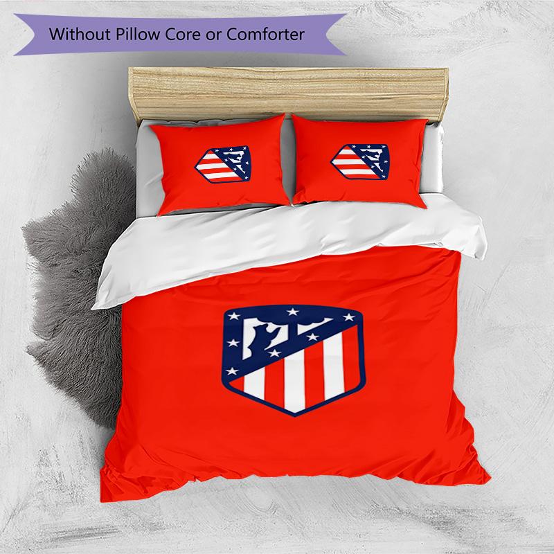 Set Biancheria da Letto 3 Pezzi con Stampa Atletico Madrid Morbido Delicato sulla Pelle Lavabile Copripiumino e Federe Set per Tutte le Stagioni Camera da Letto