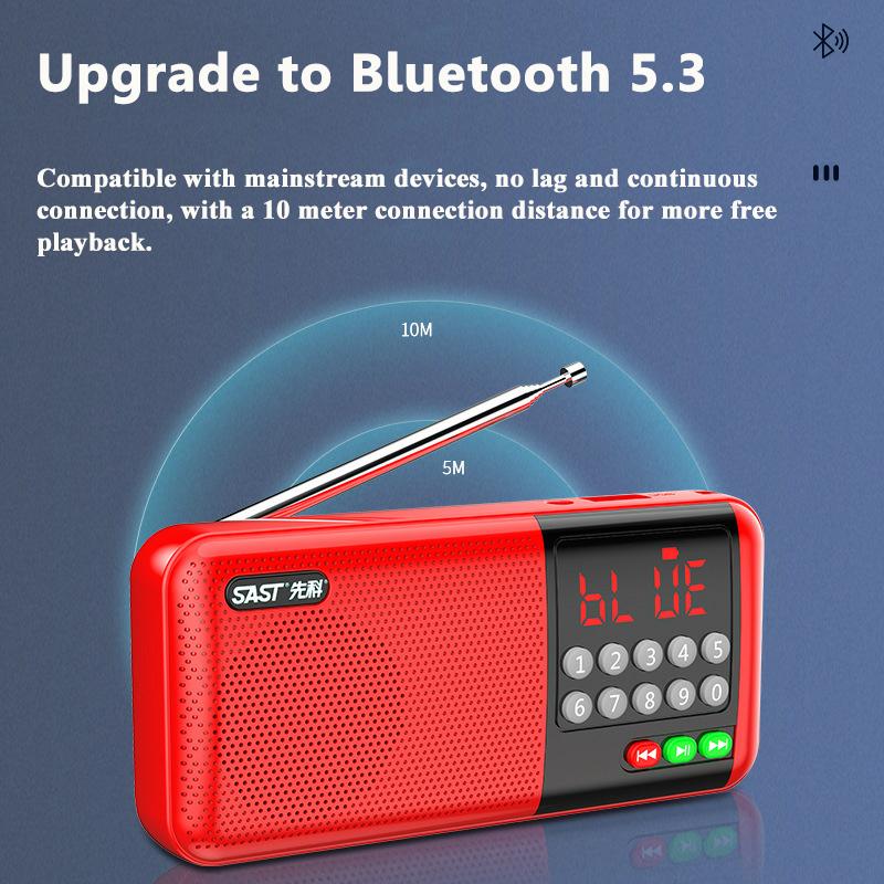 Mini FM Radio LED Display Digital Radios Receiver Wireless Bluetooth Speaker with Flashlight TF Card USB 3.5MM Headphones Play