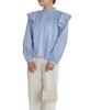 Titibait Pin Tuck Design Ruffle Blouse AFXP4300 Small Blue Women's