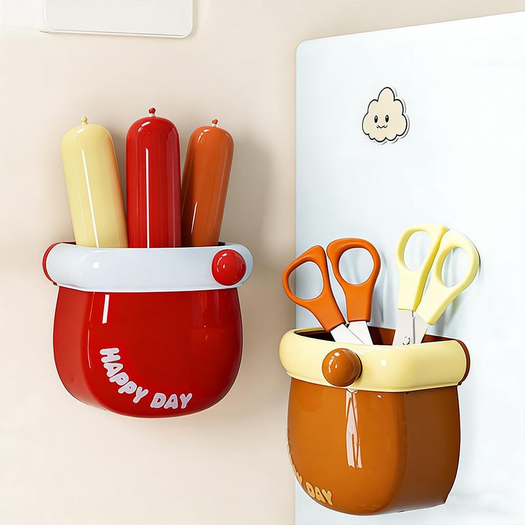Refrigerator Magnetic Storage Box Punch-free Wall Mounted Dopamine Fridge Sundries Container Desktop Pen Holder