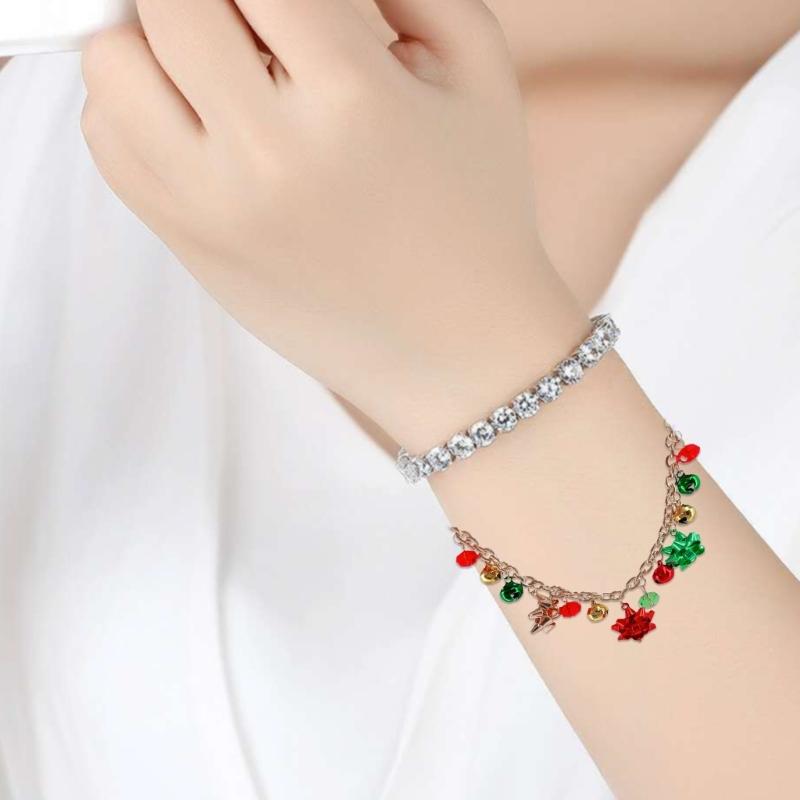 Stylish Christmas Bracelet with Snowman Bells Charm, Fashion Wrist Chain Gift for Wedding, Engagement, or Anniversary