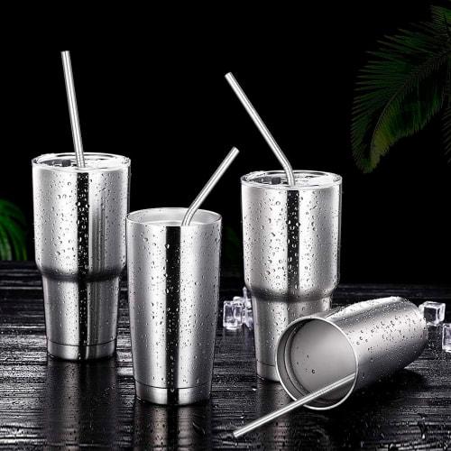 WIEXUN Stainless Steel Straws, Replacement Straws for Tumblers, Reusable, Fits 40oz and 30oz Tumblers, Approx. 300mm, Includes Cleaning Brush, 3 Straw