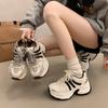 Burgundy retro showing feet small platform dad shoes women's 2025 new autumn lightweight height increase casual sports shoes