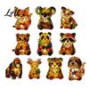 Stained Glass Style Bedside Night Light Vintage Desk Lamp Cute Animal Light Decorative Pastoral Study Table Lamp Reading for Bedroom Kids
