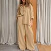 1116 Autumn/Winter New Long-sleeve Shirt, High-Waisted Straight-Leg Pants Two-Piece Set, European and American Fashion Loose Casual Pure Cotton Set