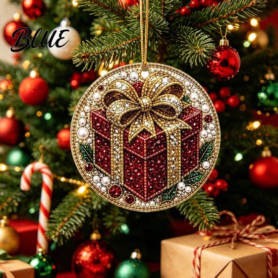 2D Acrylic Santa Flat Holiday Pcs Pearl Christmas Ornaments 6 Art Ornaments Tree Pendant Creative Effect Hanging Decoration for