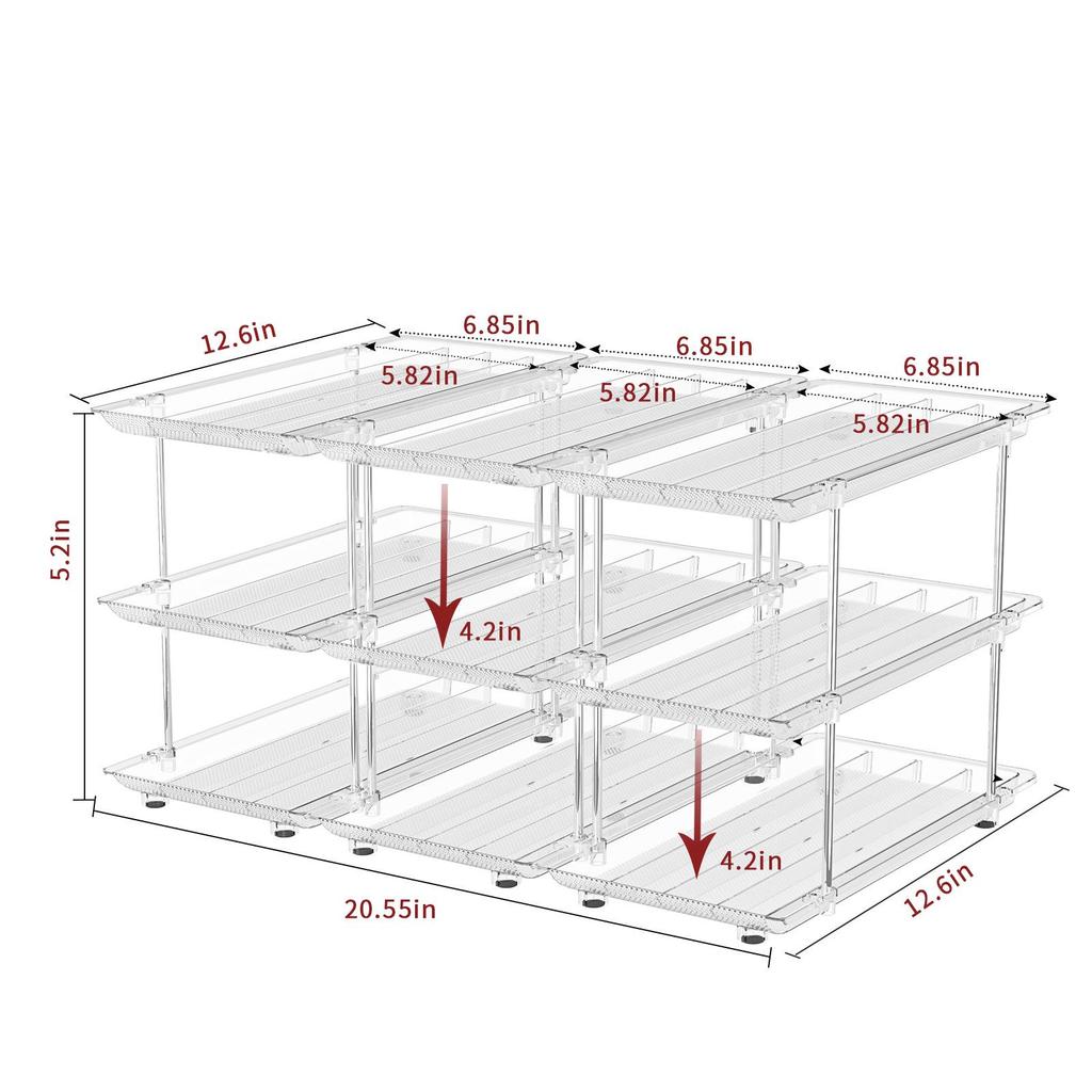 Rack de Armazenamento Transparente Multicamada Empilhável para Alimentos Enlatados e Bebidas