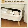 Storage Bench, Seating Bench with 65 L Storage Space, Teddy Fleece Fabric, Rubberwood, 120 X 42 X 45 Cm, Beige