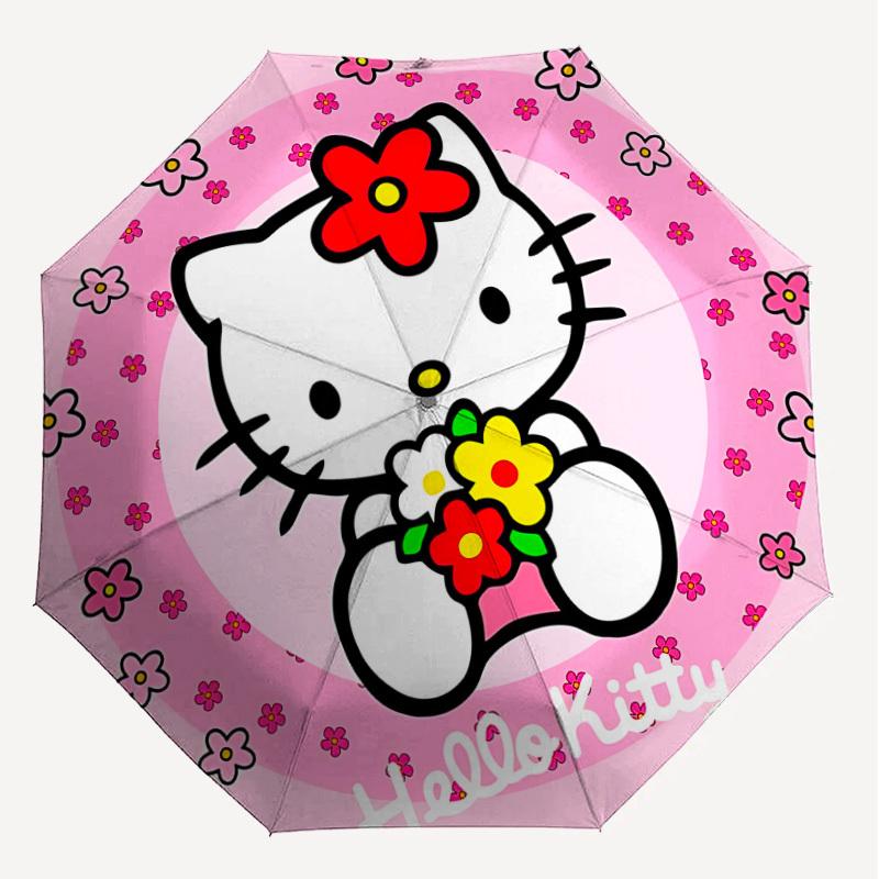 1PC Hello Kitty Umbrella-8-Rib Reinforced, Automatic Open, Lightweight & Durable, Cute Fashion Accessory for Outdoor, Beach, or Casual Use, Beach Umbr