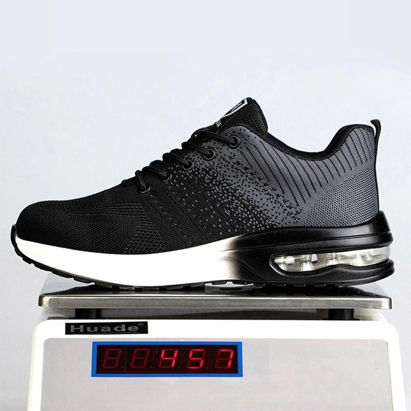 Men Women Safety Shoes Steel Head Anti-Smashing Anti-Stab Work Shoes For Mens Fly Woven Breathable Deodorant Male Sneaker