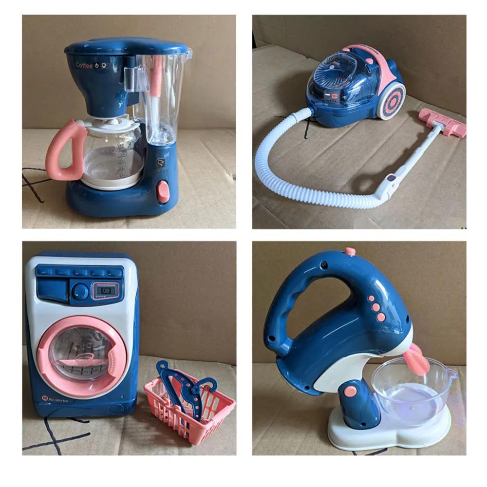 Kids Coffee Machine Toy Set Kitchen Toy Simulation Washing Machine Vacuum Cleaner Pretend To Play Children's Furniture Toys