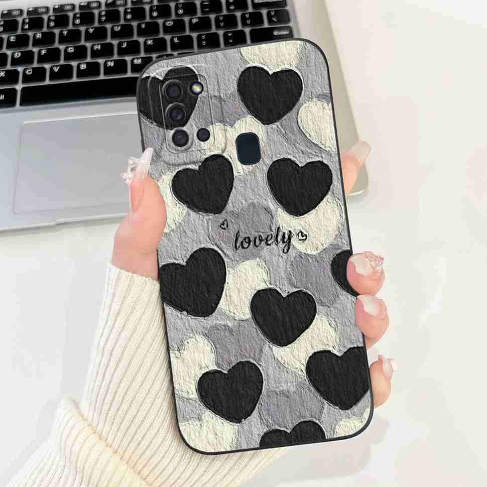 For Samsung Galaxy A21s SM-A217F Case Fashion Love Bow Cute Rabbit Soft Silicone Cover For Samsung A21s A 21S 6.5" Phone Cases