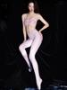Smooth Shiny Hollow Out Jumpsuit Women's Sexy Open Crotch Bodysuit Halter Sheer See Through Tights Night Wear Leotard