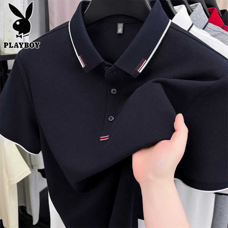 PLAYBOY Men's Pure Cotton Short Sleeve Polo Shirt