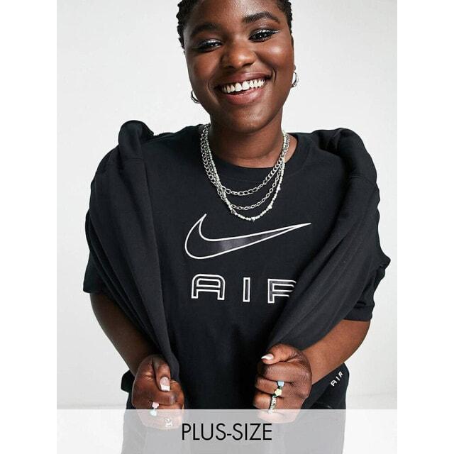 

Черная объемная футболка бойфренда с логотипом Nike Air Plus