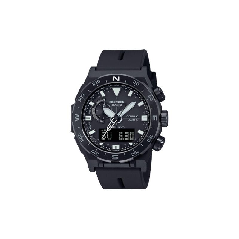 

Casio CASIOPRO TREK Series-Disc Dual Display Series Outdoor Waterproof and Shockproof Black Quartz Movement Silicone Strap PRW-6800Y-1JF-person чёрный