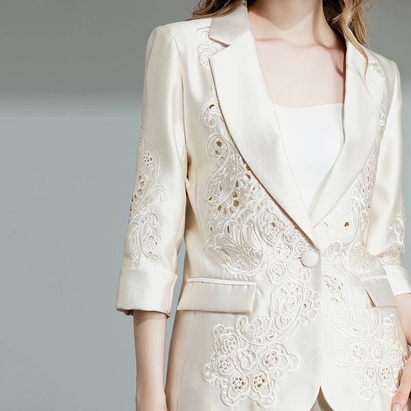 Xia Zifeng Spring/Autumn Silk Wool Embroidered Suit Jacket