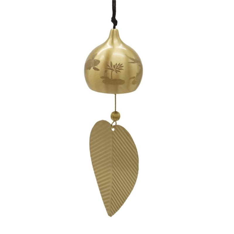 Japanese Luck Leaf Wind Chimes for Outside Brass Wind Bells Indoor Garden Bells Campanula Handmade Garden Decorations