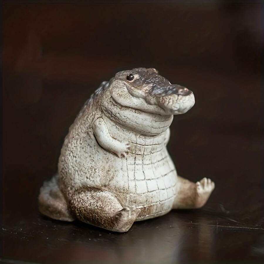 Mini Crocodile Figurine Chubby Small Animal Ornament for Home Decor Collection Desktop Display Party Decor Holiday Gift