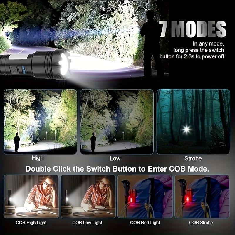 Ultra Bright Magnetic Rechargeable LED Flashlight with Adjustable Beam and COB Work Light Suitable for Emergency Situations and Outdoor Activities