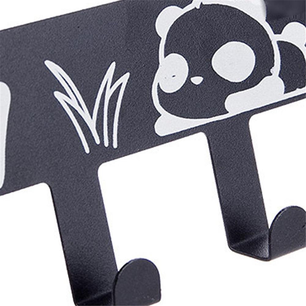 Door Hook Hanger 6 Hooks Punch Free For Coats Hats Scarves Towels Carbon Steel 1pc