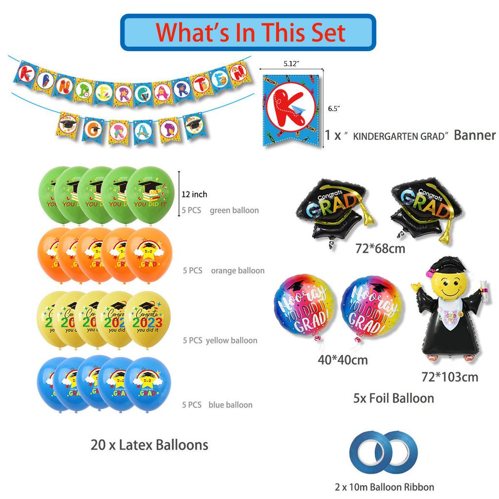 Children'S Graduation Season Party Decoration Balloon Set, Kindergarten Graduation Ceremony Flag Classroom Layout